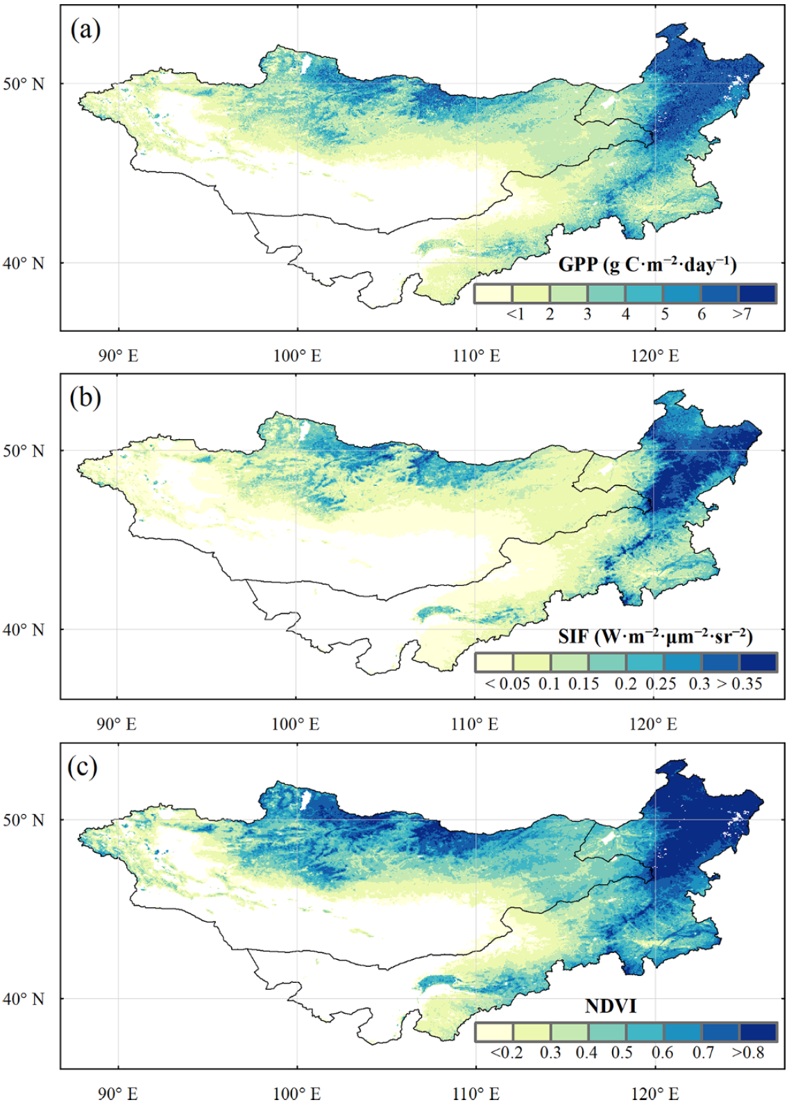 Revisiting vegetation activity of Mongolian Plateau using multiple remote sensing datasets
