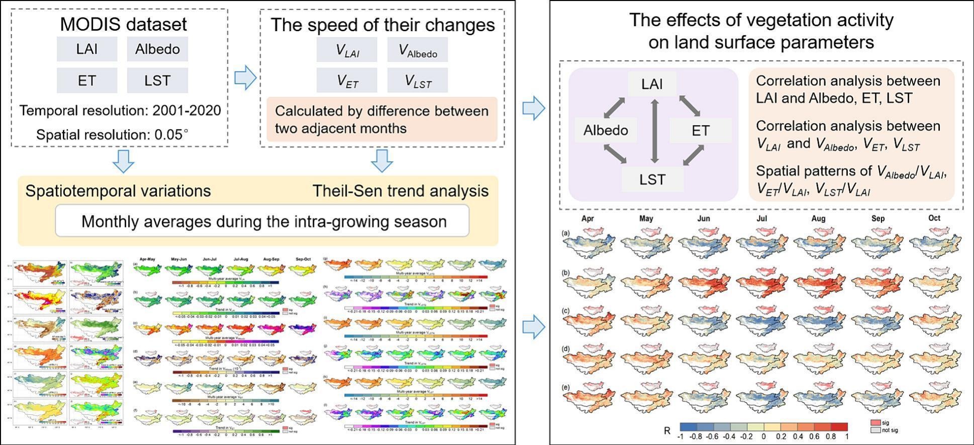 Diverse responses of surface biogeophysical parameters to accelerated development and senescence of vegetation on the Mongolian Plateau